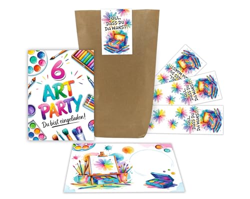 Junaversum 12 Einladungskarten zum 6. Kindergeburtstag Art Kreativ-Party Malparty Kunst Basteln DIY Kinder Mädchen Einladungen sechste Geburtstag Kids inkl. 12 Umschläge, 12 Tüten, 12 Aufkleber Junaversum 12 Einladungskarten zum 6. Kindergeburtstag Art Kreativ-Party Malparty Kunst Basteln DIY Kinder Mädchen Einladungen sechste Geburtstag Kids inkl. 12 Umschläge, 12 Tüten, 12 Aufkleber von Junaversum