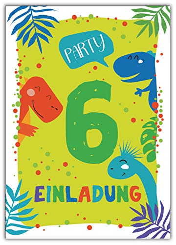 Junaversum 12 Einladungskarten zum 6. Kindergeburtstag Jungen Dinosaurier Einladungen sechste Geburtstag von Junaversum
