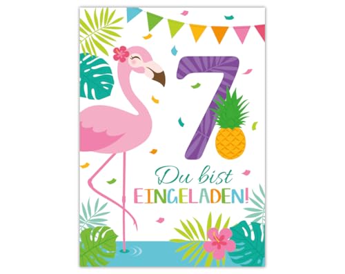 Junaversum 12 Einladungskarten zum 7. Geburtstag Kinder fünfte Kindergeburtstag Mädchen Flamingo Junaversum 12 Einladungskarten zum 7. Geburtstag Kinder fünfte Kindergeburtstag Mädchen Flamingo von Junaversum