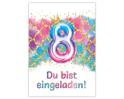 Junaversum 12 Einladungskarten zum 8. Kindergeburtstag Meerjungfrau Mädchen Mädchengeburtstag Einladungen achte Geburtstag Kinder Junaversum 12 Einladungskarten zum 8. Kindergeburtstag Meerjungfrau Mädchen Mädchengeburtstag Einladungen achte Geburtstag Kinder von Junaversum