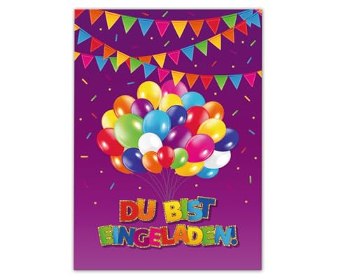 Junaversum 12 Einladungskarten zum Kindergeburtstag Mädchen Jungen Luftballons Einladungen für Kinder Geburtstag von Junaversum