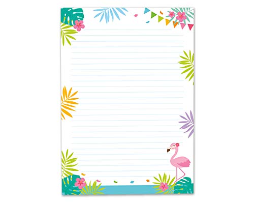 Junaversum 2 x Blöcke Schreibblock mit Kindermotiv Flamingo (2 Blöcke mit je 25 Blätter in A4-Format) von Junaversum