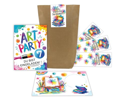Junaversum 6 Einladungskarten zum 7. Kindergeburtstag Art Kreativ-Party Malparty Kunst Basteln DIY Mädchen Kinder Einladungen siebte Geburtstag Kids inkl. 6 Umschläge, 6 Tüten, 6 Aufkleber Junaversum 6 Einladungskarten zum 7. Kindergeburtstag Art Kreativ-Party Malparty Kunst Basteln DIY Mädchen Kinder Einladungen siebte Geburtstag Kids inkl. 6 Umschläge, 6 Tüten, 6 Aufkleber von Junaversum