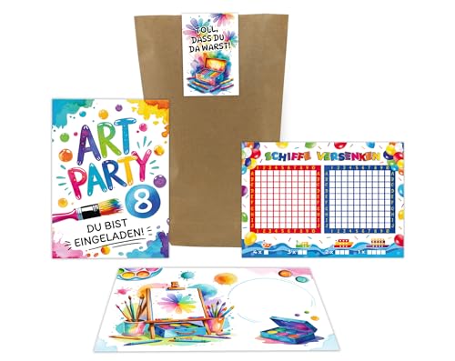 Junaversum 6 Einladungskarten zum 8. Kindergeburtstag Art Kreativ Malparty Kunst DIY Mädchen Kinder Einladungen achte Geburtstag Kids inkl. 6 Umschläge, 6 Tüten, 6 Aufkleber, 6 Schiffe versenken Junaversum 6 Einladungskarten zum 8. Kindergeburtstag Art Kreativ Malparty Kunst DIY Mädchen Kinder Einladungen achte Geburtstag Kids inkl. 6 Umschläge, 6 Tüten, 6 Aufkleber, 6 Schiffe versenken von Junaversum