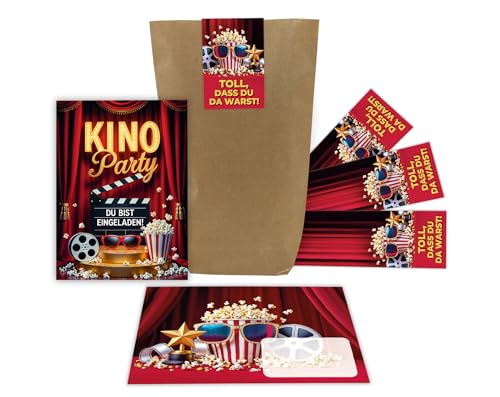 Junaversum 6 Einladungskarten zum Kindergeburtstag Kino Cinema Party Mädchen Jungen rot Einladungen Geburtstag Geburtstagseinladungen Kids inkl. 6 Umschläge, 6 Tüten, 6 Aufkleber Junaversum 6 Einladungskarten zum Kindergeburtstag Kino Cinema Party Mädchen Jungen rot Einladungen Geburtstag Geburtstagseinladungen Kids inkl. 6 Umschläge, 6 Tüten, 6 Aufkleber von Junaversum