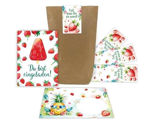 Junaversum 6 Einladungskarten zum Kindergeburtstag Mädchen Erdbeeren Kinder Sommer Party coole bunte Einladungen Geburtstag Geburtstagseinladungen Kids inkl. 6 Umschläge, 6 Tüten, 6 Aufkleber Junaversum 6 Einladungskarten zum Kindergeburtstag Mädchen Erdbeeren Kinder Sommer Party coole bunte Einladungen Geburtstag Geburtstagseinladungen Kids inkl. 6 Umschläge, 6 Tüten, 6 Aufkleber von Junaversum