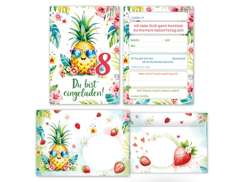 Junaversum 8 Einladungskarten inkl. 8 Umschläge zum 8. Kindergeburtstag Mädchen Ananas Kinder Sommer coole bunte Einladungen achte Geburtstag Geburtstagseinladungen Kids Junaversum 8 Einladungskarten inkl. 8 Umschläge zum 8. Kindergeburtstag Mädchen Ananas Kinder Sommer coole bunte Einladungen achte Geburtstag Geburtstagseinladungen Kids von Junaversum
