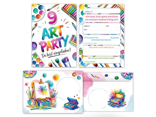 Junaversum 8 Einladungskarten inkl. 8 Umschläge zum 9. Kindergeburtstag Art Kreativ-Party Malparty Kunst Basteln DIY Künstlerparty Kinder Mädchen Einladungen neunte Geburtstag Kids Junaversum 8 Einladungskarten inkl. 8 Umschläge zum 9. Kindergeburtstag Art Kreativ-Party Malparty Kunst Basteln DIY Künstlerparty Kinder Mädchen Einladungen neunte Geburtstag Kids von Junaversum