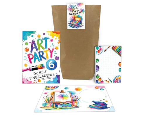Junaversum 8 Einladungskarten zum 6. Kindergeburtstag Art Kreativ Malparty Kunst DIY Mädchen Kinder Einladungen sechste Geburtstag Kids inkl. 8 Umschläge, 8 Tüten, 8 Aufkleber, 8 Blöcke Junaversum 8 Einladungskarten zum 6. Kindergeburtstag Art Kreativ Malparty Kunst DIY Mädchen Kinder Einladungen sechste Geburtstag Kids inkl. 8 Umschläge, 8 Tüten, 8 Aufkleber, 8 Blöcke von Junaversum