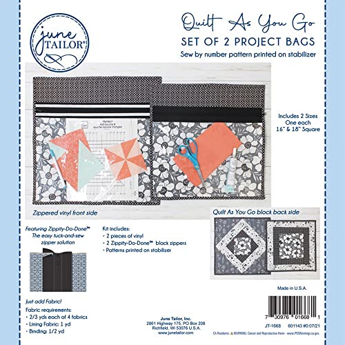 June Tailor JT-1668 Kit Projekttasche, Schwarz Zippity-do-done(tm) von June Tailor