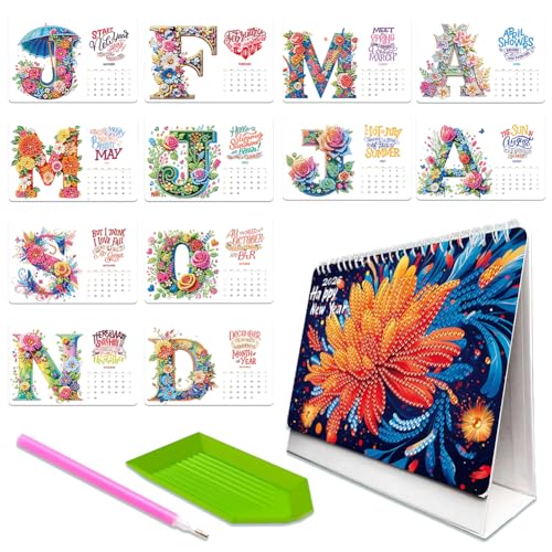 DIY Diamond Art Painting 2026 Schreibtischkalender Ornament, 12 Monate Diamant Painting Kalender Weihnachtsdekoration, Home Office Kalender Diamond Art for Erwachsene Kinder Neujahrsgeschenk DIY Diamond Art Painting 2026 Schreibtischkalender Ornament, 12 Monate Diamant Painting Kalender Weihnachtsdekoration, Home Office Kalender Diamond Art for Erwachsene Kinder Neujahrsgeschenk von Junerain