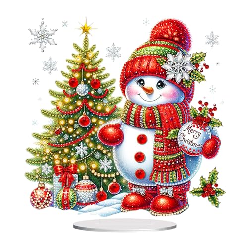 Junerain DIY Weihnachts Diamond Art Painting Tisch Dekor 5D Diamant Painting Schneemann Ornamente Diamant Malerei Schneemann Weihnachts Ornamente Geschenk Hausgeschenk von Junerain
