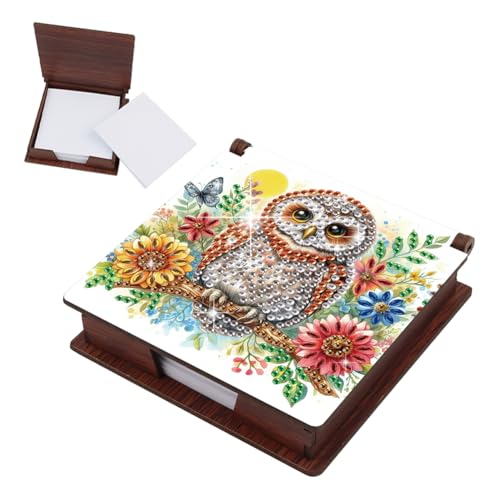 Junerain Desktop Notiz Box DIY Art Kits for Kinder, Blumentierelemente Crystal Art Note Padhalter mit Deckel 160 Blätter in Notizen Box, Memo Block Art Painting Kit Making Kit von Junerain