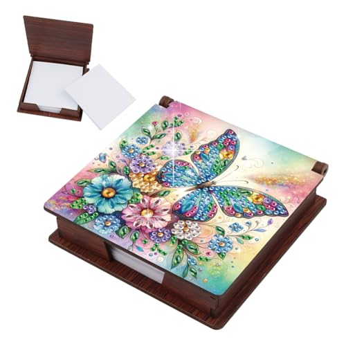 Junerain Desktop Notiz Box DIY Art Kits for Kinder, Blumentierelemente Crystal Art Note Padhalter mit Deckel 160 Blätter in Notizen Box, Memo Block Art Painting Kit Making Kit Junerain Desktop Notiz Box DIY Art Kits for Kinder, Blumentierelemente Crystal Art Note Padhalter mit Deckel 160 Blätter in Notizen Box, Memo Block Art Painting Kit Making Kit von Junerain