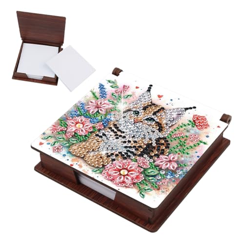 Junerain Desktop Notiz Box DIY Art Kits for Kinder, Blumentierelemente Crystal Art Note Padhalter mit Deckel 160 Blätter in Notizen Box, Memo Block Art Painting Kit Making Kit von Junerain