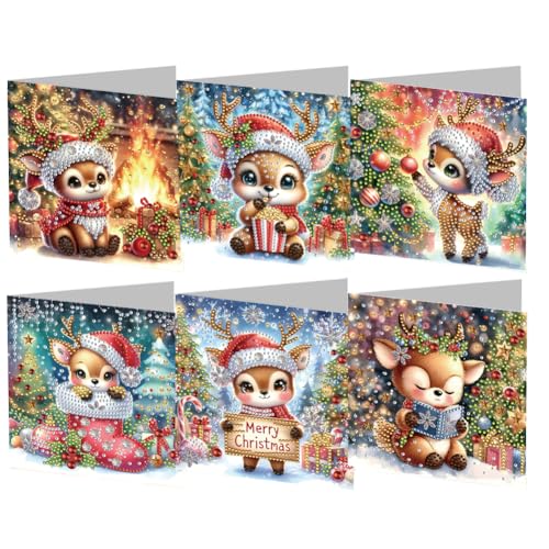 Junerain Diamond Art Painting Weihnachtskarten mit Umschlägen, Handgefertigte Diamant Painting Grußkarten for Weihnachten,Glitzer Weihnachtskarten DIY Diamant Kunst Malerei for Kinder Junerain Diamond Art Painting Weihnachtskarten mit Umschlägen, Handgefertigte Diamant Painting Grußkarten for Weihnachten,Glitzer Weihnachtskarten DIY Diamant Kunst Malerei for Kinder von Junerain