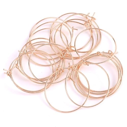50 Stück rotgoldene Kreolen, Metall, große Kreise, Ohrdraht, Ohrringe, Drähte für DIY-Schmuckherstellung, Zubehör, Ohrring-Verschlüsse und Fundstücke, Schmuckzubehör (40 mm) von Junfamilee