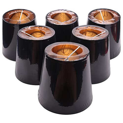 Junguluy Schwarze Lampenschirme mit Gold Futter Clip Licht Schirmen Kerzen Kronleuchter Lampen Schirme, 6 Set von Junguluy