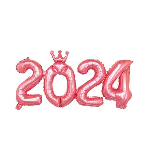 Mini Girlande Nummer 2024 Folienballons für Silvester Partyzubehör Party Abschlussdekorationen Home Office Dekoration Perlmutt Girlande Gelb (A, One Size) von Junhasgood
