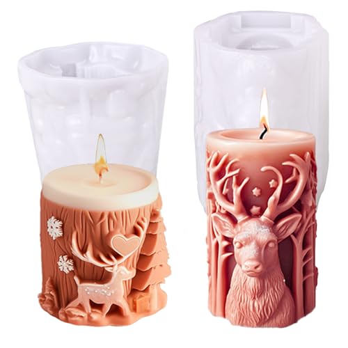Junhui 2 Stück Weihnacht Kerzenform, Weihnachts Hirsch Silikonformen, 3D Kerzengießformen Epoxy-Formen, DIY Silikonform Kerzen-Gießen Formen für Duftkerze, Handgefertigte Seife, Weihnachtsgeschenke Junhui 2 Stück Weihnacht Kerzenform, Weihnachts Hirsch Silikonformen, 3D Kerzengießformen Epoxy-Formen, DIY Silikonform Kerzen-Gießen Formen für Duftkerze, Handgefertigte Seife, Weihnachtsgeschenke von Junhui