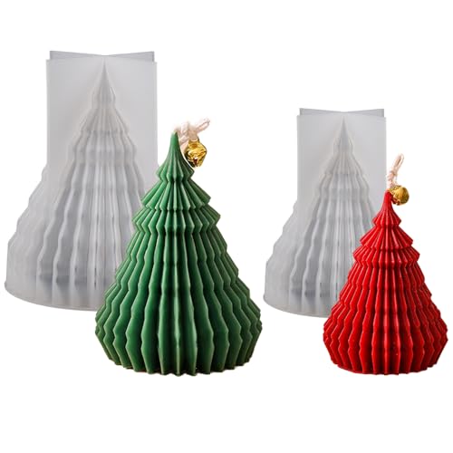 Junhui 2 Stück Weihnachtsbaum Kerzen Silikonformen, 3D Weihnachtsbaum Kerzengießformen Epoxy-Formen, DIY Silikonform Kerzen-Gießen Formen für Duftkerze, Weihnachtsgeschenke, Handgefertigte Seife Junhui 2 Stück Weihnachtsbaum Kerzen Silikonformen, 3D Weihnachtsbaum Kerzengießformen Epoxy-Formen, DIY Silikonform Kerzen-Gießen Formen für Duftkerze, Weihnachtsgeschenke, Handgefertigte Seife von Junhui