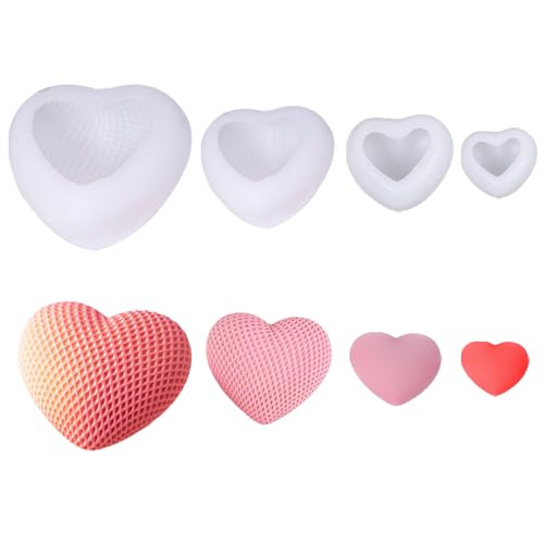 Junhui 4 Stück Herz Kerzenform, Herz Gießform Silikonformen, 3D Kerzengießformen Epoxy-Formen, Silikonform Kerzen-Gießen Formen für DIY Fondant Schokoladen Kuchen Dekoration, Valentinstag-Geschenk Junhui 4 Stück Herz Kerzenform, Herz Gießform Silikonformen, 3D Kerzengießformen Epoxy-Formen, Silikonform Kerzen-Gießen Formen für DIY Fondant Schokoladen Kuchen Dekoration, Valentinstag-Geschenk von Junhui