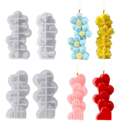 Junhui 4 Stück Kerzenform Silikon, 3D Silikonform Kerze, Kerzengießformen Epoxy-Formen, DIY Silikonform Kerzen-Gießen Formen für Duftkerze, Handgefertigte Seife, Handwerk Junhui 4 Stück Kerzenform Silikon, 3D Silikonform Kerze, Kerzengießformen Epoxy-Formen, DIY Silikonform Kerzen-Gießen Formen für Duftkerze, Handgefertigte Seife, Handwerk von Junhui