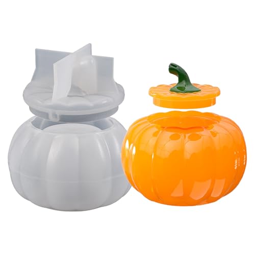 Junhui Halloween Kürbis Silikonformen, Kürbis Silikonform Epoxidharz DIY Kerzenhalter mit Deckel, Resin Silikonform Seifenform Gießform für Halloween Junhui Halloween Kürbis Silikonformen, Kürbis Silikonform Epoxidharz DIY Kerzenhalter mit Deckel, Resin Silikonform Seifenform Gießform für Halloween von Junhui