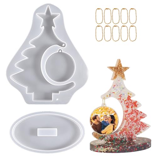 Junhui Weihnachtsbaum Silikonformen Bilderrahmen, Epoxidharz Formen Dekoration, DIY Weihnachten Silikonform Fotorahmen mit Runde Anhänger Gießen Harzform Haus Dekoration Junhui Weihnachtsbaum Silikonformen Bilderrahmen, Epoxidharz Formen Dekoration, DIY Weihnachten Silikonform Fotorahmen mit Runde Anhänger Gießen Harzform Haus Dekoration von Junhui