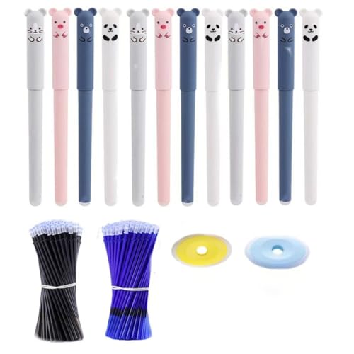 Junjie Radierbare Gelstifte,Cartoon Stift Radierbar Set Mit Radiergummi Ohne Blatt Zu Verbrauchen, 0,5mm Spitze,Schulsachen Für Kinder, Studenten, Schule, Büro (12+24+2) von Junjie