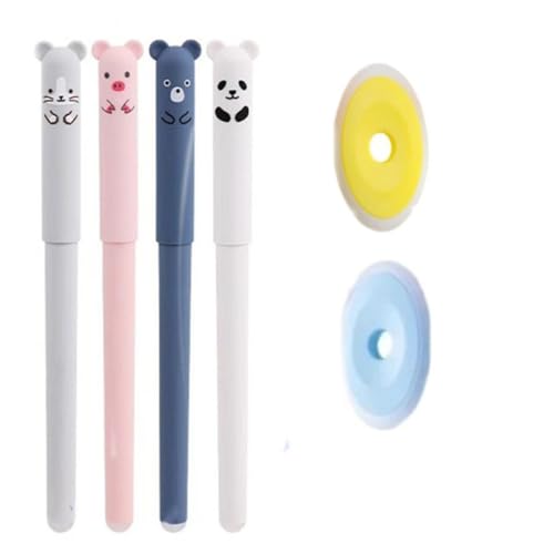 Junjie Radierbare Gelstifte,Cartoon Stift Radierbar Set Mit Radiergummi Ohne Blatt Zu Verbrauchen, 0,5mm Spitze,Schulsachen Für Kinder, Studenten, Schule, Büro (4+2) von Junjie