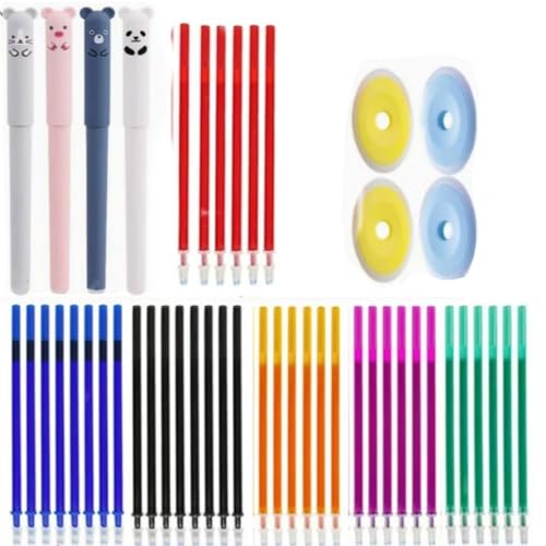 Junjie Radierbare Gelstifte,Cartoon Stift Radierbar Set Mit Radiergummi Ohne Blatt Zu Verbrauchen, 0,5mm Spitze,Schulsachen Für Kinder, Studenten, Schule, Büro (4+36+4) von Junjie