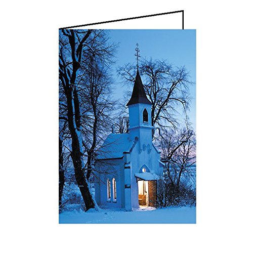 Weihnachtskarten Klappkarten A6 10er Pack - Kapelle im Schnee - Christliche Grußkarte Faltkarte, 10 Stück inkl. Umschläge von Junker Verlag