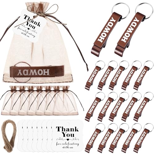 Junkin 50 Stück westliche Partygeschenke, Flaschenöffner, Schlüsselanhänger, Großpackung mit Organza-Beuteln, Dankeschön-Etiketten und Seil für Hochzeit, Wilder Westen, Party-Dekorationen Junkin 50 Stück westliche Partygeschenke, Flaschenöffner, Schlüsselanhänger, Großpackung mit Organza-Beuteln, Dankeschön-Etiketten und Seil für Hochzeit, Wilder Westen, Party-Dekorationen von Junkin