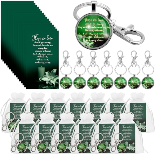 Junkin Memorial Party Favors: 48 Sets, Beerdigungsgeschenke für Gäste, Inklusive Schlüsselanhänger, Gebetskarten, Organza-Beutel für Gedenkfeier des Lebens (Dunkelgrün) von Junkin