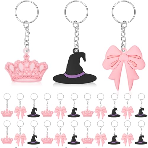 Junkin Hexenhut, Prinzessinnenkrone und Schleife, Silikon-Schlüsselanhänger, Königskrone und schwarze Zaubererhüte für rosa-grüne Geburtstagsparty-Dekoration für Freundschaft, Frauen, Geschenk für Junkin Hexenhut, Prinzessinnenkrone und Schleife, Silikon-Schlüsselanhänger, Königskrone und schwarze Zaubererhüte für rosa-grüne Geburtstagsparty-Dekoration für Freundschaft, Frauen, Geschenk für von Junkin