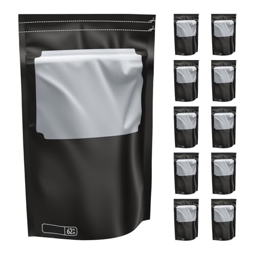 10 Stück Grove Bags Sichtfenster Feuchtigkeitskontrollierte （58-62%） Luftfeuchtigkeit, Wiederverwendbar, Mit Zipverschluss, Geruchsdicht & UV-Schutz, Aromaschutz Beutel, 20x30x5cm von Junrvivy