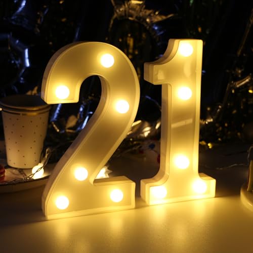 Dekoration zum 21. Geburtstag für Sie und Ihn, Tischdekoration zum 21. Geburtstag, Tischdekoration für Damen und Herren, beleuchtete Zahlen 53.3 cm Schild für Party-Hintergrund, Wanddekoration Dekoration zum 21. Geburtstag für Sie und Ihn, Tischdekoration zum 21. Geburtstag, Tischdekoration für Damen und Herren, beleuchtete Zahlen 53.3 cm Schild für Party-Hintergrund, Wanddekoration von JunyRuny