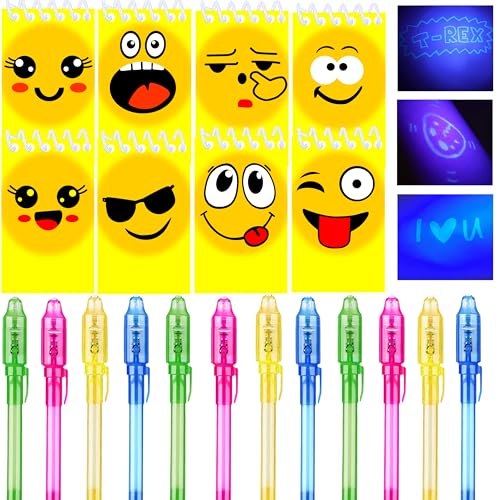 Junyaoii12 UV Stifte und 12 Notizbücher, Kindergeburtstag Party Taschen, Kindergeburtstag Party Geschenke, Adventskalender für kleine Geschenke Kinder lächelndes Gesicht Geburtstagsdekoration Junyaoii12 UV Stifte und 12 Notizbücher, Kindergeburtstag Party Taschen, Kindergeburtstag Party Geschenke, Adventskalender für kleine Geschenke Kinder lächelndes Gesicht Geburtstagsdekoration von Junyaoii