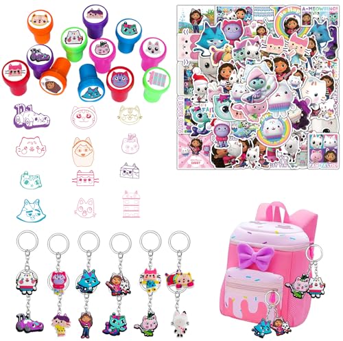 Junyaoii Gabby's Kindergeburtstag Mitgebsel Set, include 12 Dollhouse Stamps,12 Dollhouse keychain pendants and Pack of 50 Stickers , for birthday, Gift Bag Filler, Classroom Prizes Junyaoii Gabby's Kindergeburtstag Mitgebsel Set, include 12 Dollhouse Stamps,12 Dollhouse keychain pendants and Pack of 50 Stickers , for birthday, Gift Bag Filler, Classroom Prizes von Junyaoii