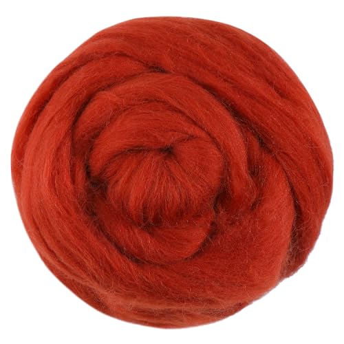 100 g Wollgarn, Faser-Roving-Wolloberteil, reine Wolle, grobes Garn, Spinnwolle, Roving für Nadelfilzen, Nassfilzen, DIY, Handspinnen (rotbraun) von Jupean