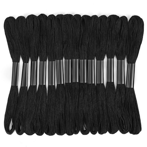 14 Knäuel schwarze Stickseide: Stickgarn 120 Meter Freundschaftsarmband Schnur Kreuzstich Baumwollgarn für DIY Armbandherstellung 14 Knäuel schwarze Stickseide: Stickgarn 120 Meter Freundschaftsarmband Schnur Kreuzstich Baumwollgarn für DIY Armbandherstellung von Jupean