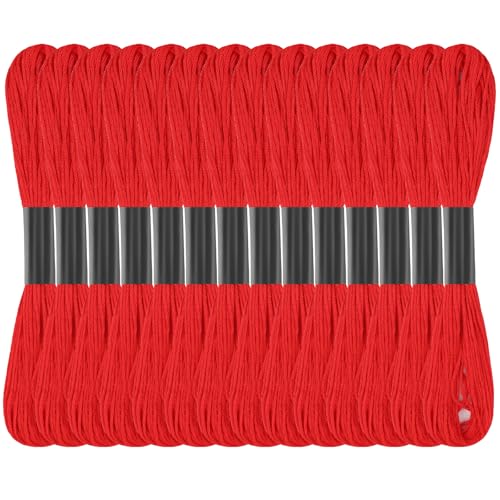 Rote Stickseide: Stickgarn 120 Yards Freundschaftsarmband Schnur Kreuzstich Baumwollgarn für DIY Armbandherstellung von Jupean