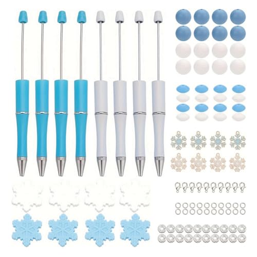 Juqoyue 8er-Set Perlenstifte, Kunststoffperlenstifte, Winter-Kugelschreiber, DIY-Bastelstifte-Set für Schüler, Teenager, Schule von Juqoyue