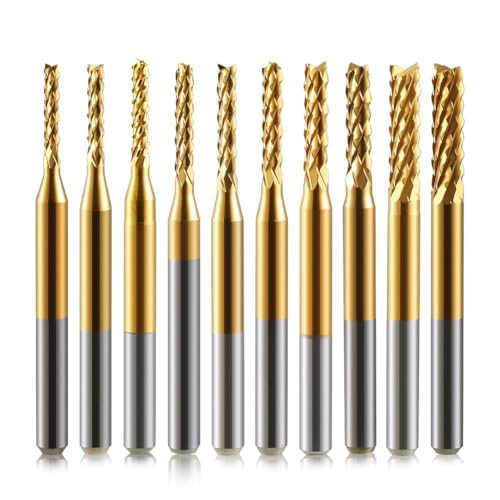 Juqoyue Schaftfräser-Sets, 10-Teilig, Beschichteter Schaftfräser, 1/8-Schaft, 0,6-1,5 mm, Mikro-Schaftfräser, Gravur-Bits, CNC-Fräser Juqoyue Schaftfräser-Sets, 10-Teilig, Beschichteter Schaftfräser, 1/8-Schaft, 0,6-1,5 mm, Mikro-Schaftfräser, Gravur-Bits, CNC-Fräser von Juqoyue