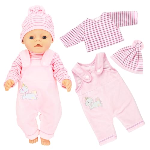 JurciCat Kleidung Bekleidung Outfits für Babypuppen Puppenkleidung Puppenzubehör mit Hut Langarm Hose Puppe Zubehör für Baby Puppen 35-43 cm Geschenk für Kinder Mädchen Jungen(Puppen nicht enthalten) von JurciCat