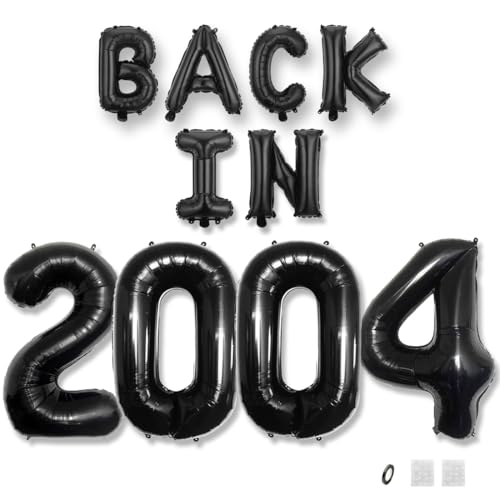 Jurxy Geburtstag Deko Frauen Mann 21 Jahr Geburtstagdeko Ballons BACK IN 2004 Luftballons Schwarz Folienballons Luftballons Happy Birthday Banner von Jurxy