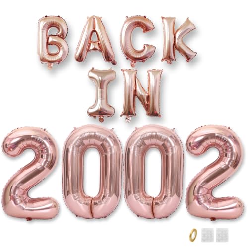 Jurxy Geburtstag Deko Frauen Mann 23 Jahr Geburtstagdeko Ballons BACK IN 2002 Luftballons Rosegold Folienballons Luftballons Happy Birthday Banner von Jurxy