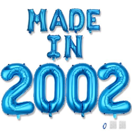 Jurxy Geburtstag Deko Frauen Mann 23 Jahr Geburtstagdeko Ballons MADE IN 2002 Luftballons Blau Folienballons Luftballons Happy Birthday Banner Jurxy Geburtstag Deko Frauen Mann 23 Jahr Geburtstagdeko Ballons MADE IN 2002 Luftballons Blau Folienballons Luftballons Happy Birthday Banner von Jurxy