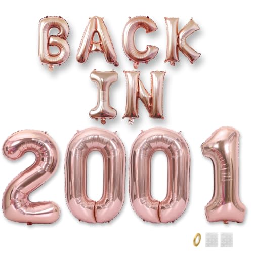 Jurxy Geburtstag Deko Frauen Mann 24 Jahr Geburtstagdeko Ballons BACK IN 2001 Luftballons Rosegold Folienballons Luftballons Happy Birthday Banner von Jurxy
